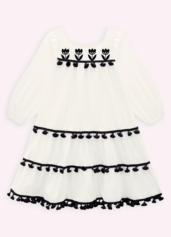 Vista 2 Vestido Infantil Menina Flores Off White Nanai Nanai