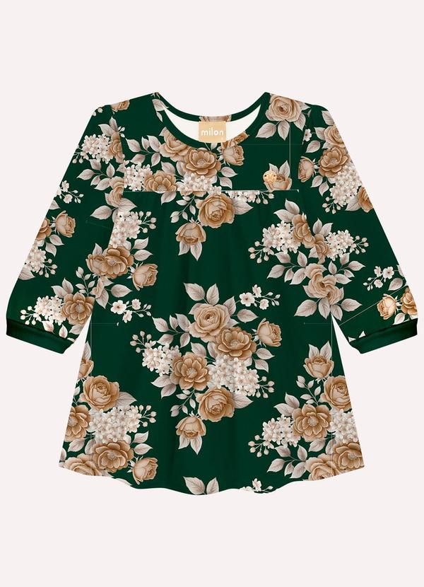 Vestido Infantil Menina Flores Verde