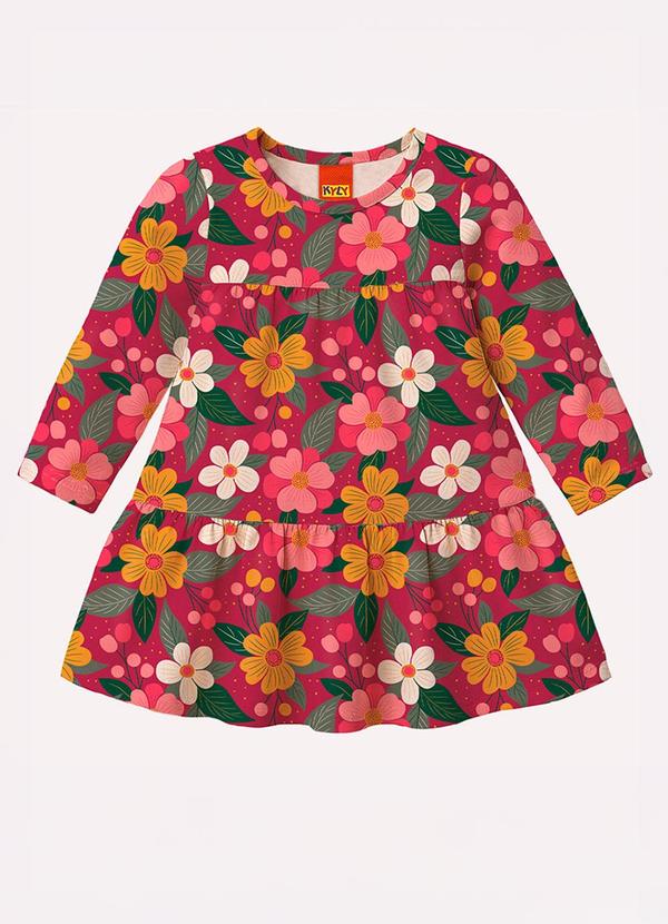Vestido Infantil Menina Flores Vermelho