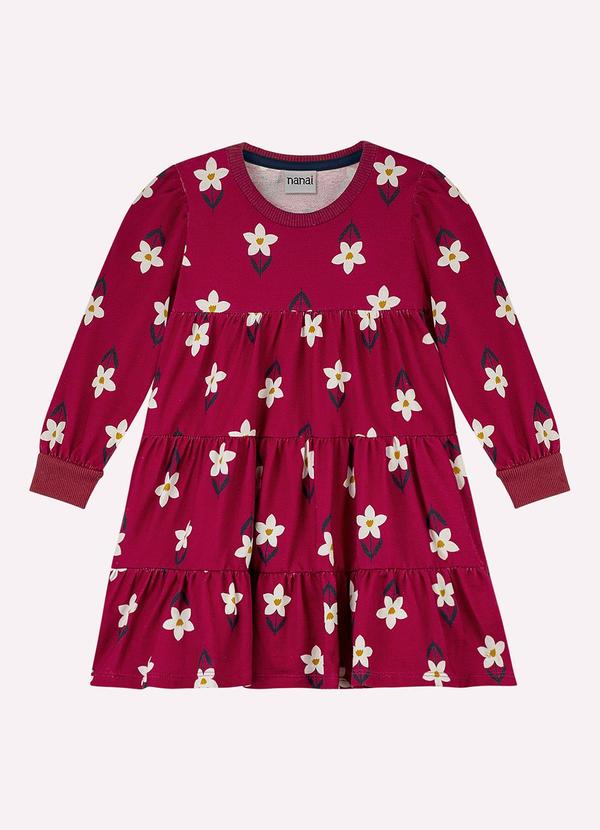 Vestido Infantil Menina Flores Vermelho