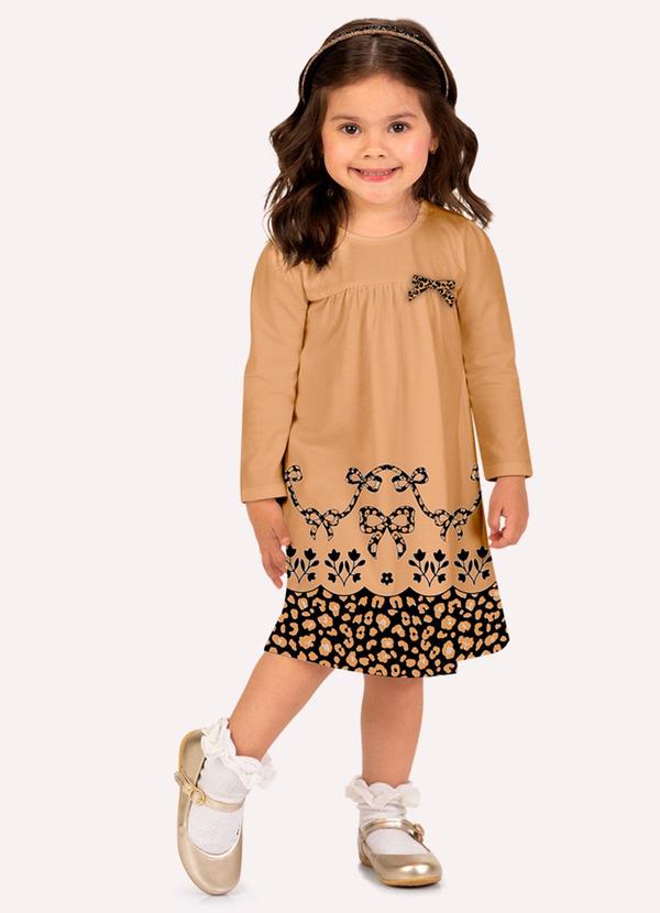 Vestido Infantil Menina Laço Marrom