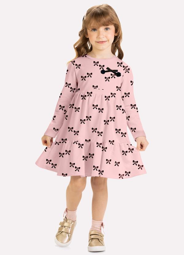 Vestido Infantil Menina Laços Rosa