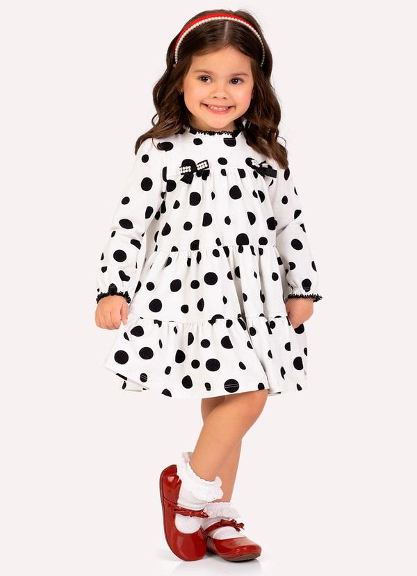 Vestido Infantil Menina Póas Branco