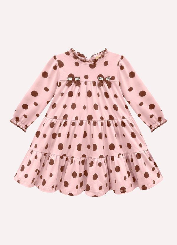Vestido Infantil Menina Póas Rosa