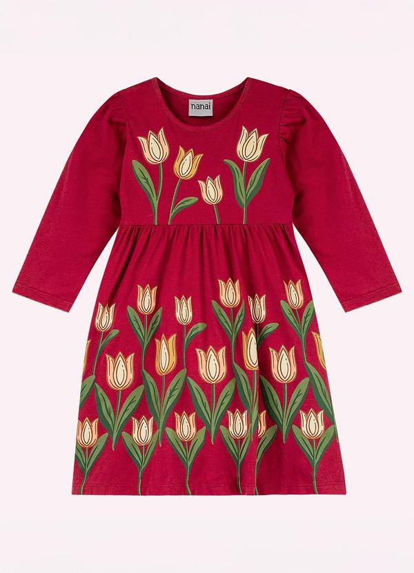 Vestido Infantil Menina Tulipas Vermelho