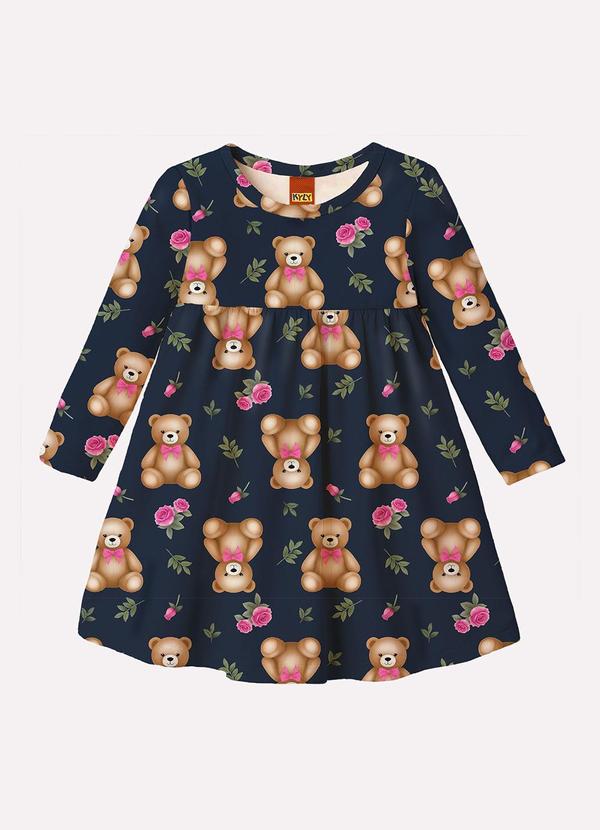Vestido Infantil Menina Ursinho Azul