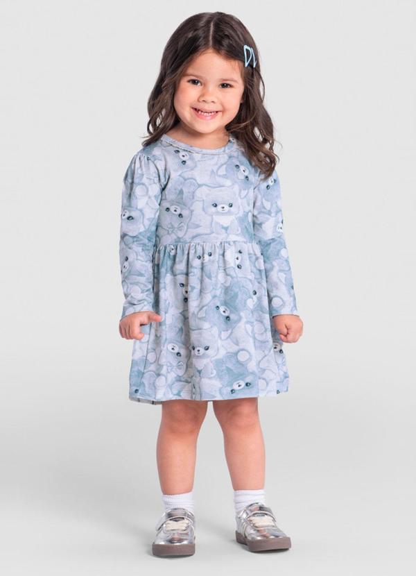 Vestido Infantil Menina Ursinhos Azul