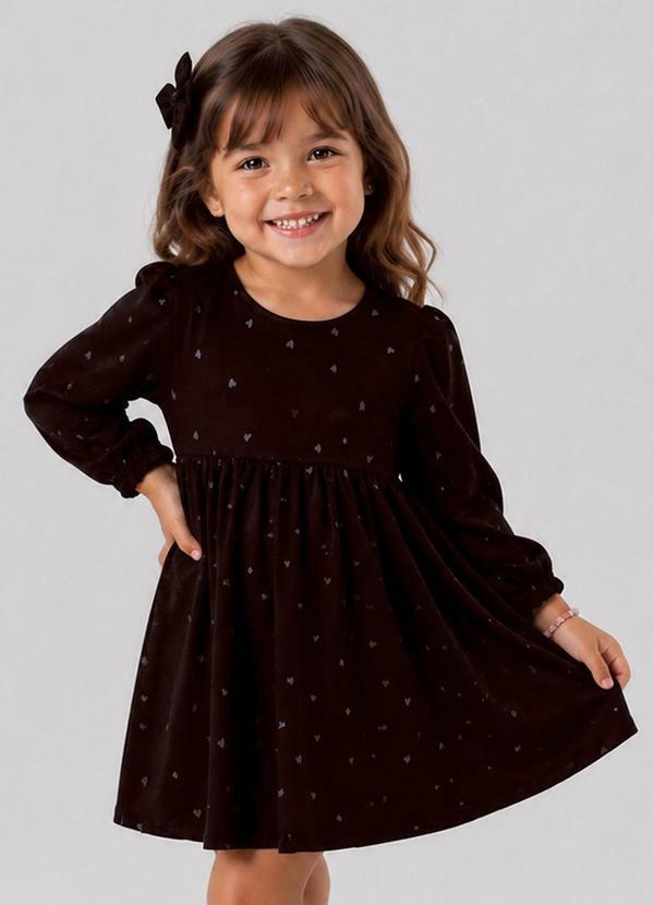 Vestido Infantil Moletinho Manga Longa Marrom