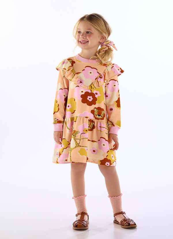 Vestido Infantil Onça Molecotton Rosa