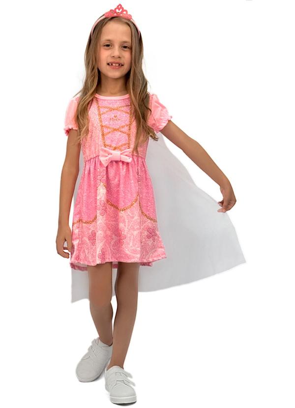 Vista 2 Vestido Infantil Princesa em New Tech Rosa Marlan Marlan
