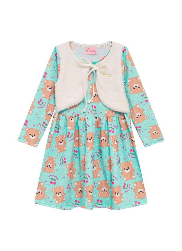 Vista 2 Vestido Infantil Suplex com Bolso Verde Duduka Duduka