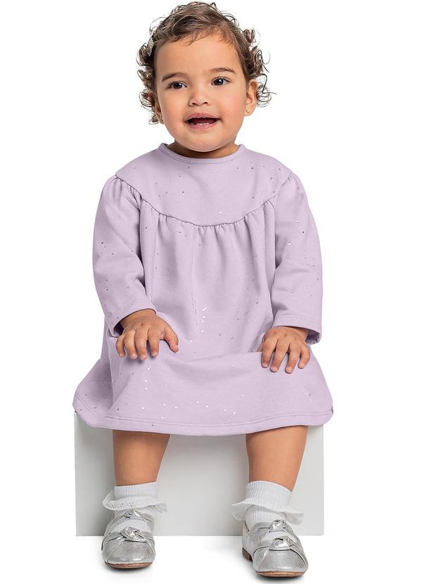 Vestido Manga Longa com Glitter Bebê Roxo