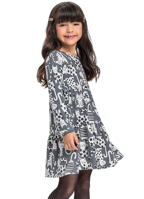 Vista 2 Vestido Manga Longa de Gatinho Cinza Bee Loop Bee Loop