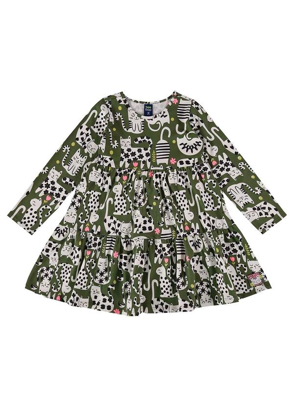 Vista 2 Vestido Manga Longa de Gatinho Verde Bee Loop Bee Loop