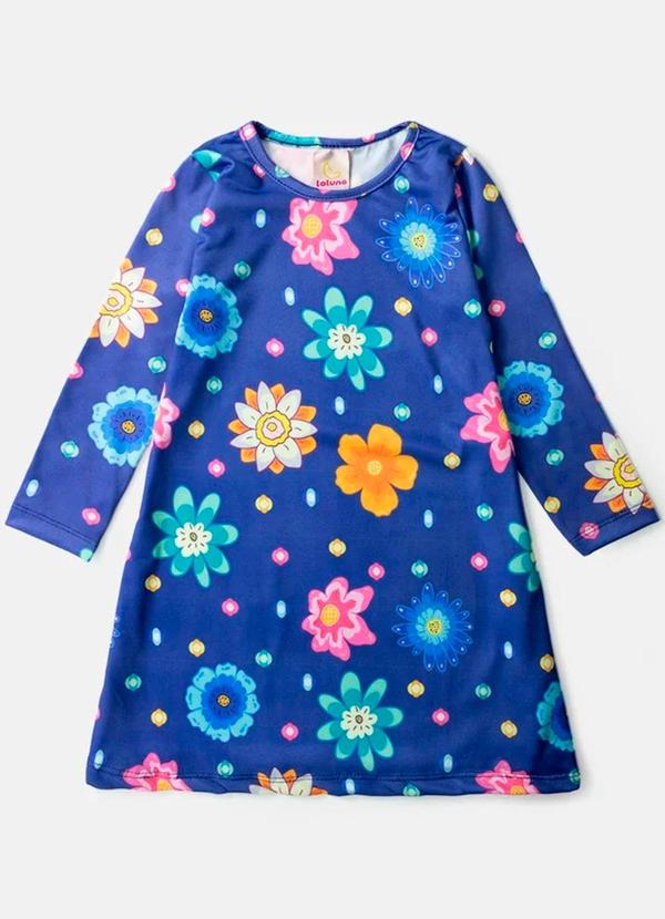 Vista 2 Vestido Manga Longa em Suplex Laluna Azul Rovitex Rovitex