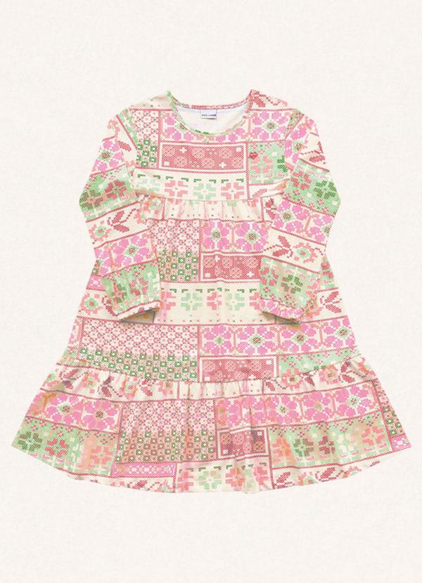 Vista 2 Vestido Manga Longa Estampado Fakini Kids Fakini Kids