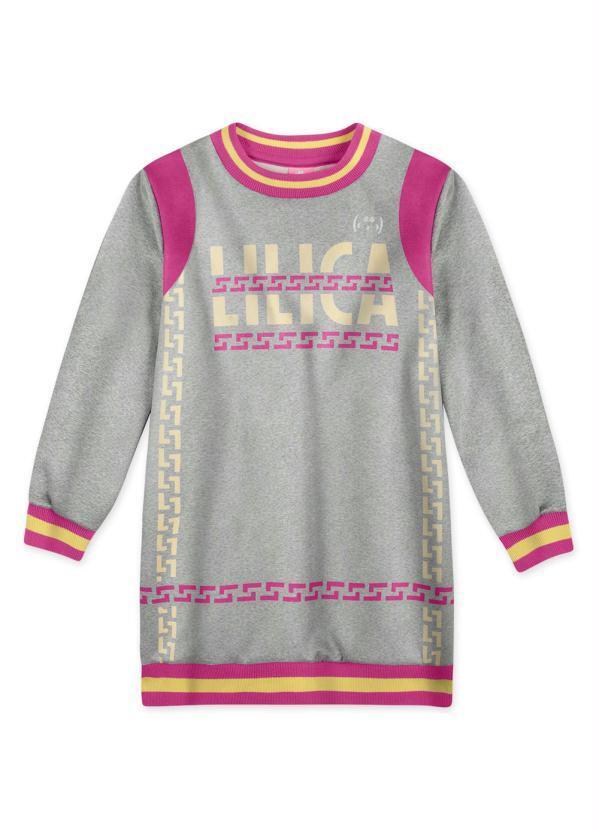 Vista 2 Vestido Manga Longa Infantil MeninaCinza Lilica Ripilica Lilica Ripilica