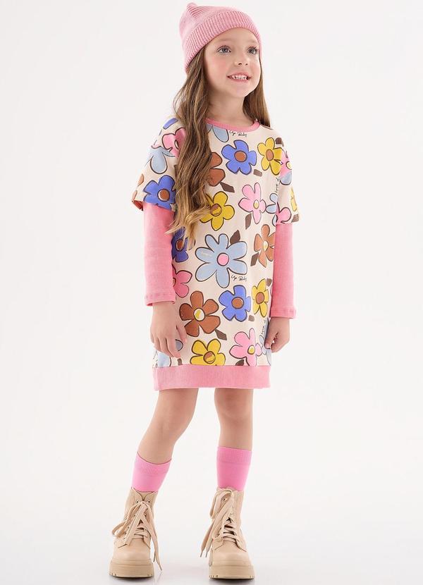 Vista 2 Vestido Manga Longa Infantil Rosa Bee Loop Bee Loop