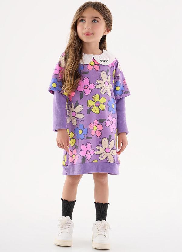 Vista 2 Vestido Manga Longa Infantil Roxo Up Baby Up Baby