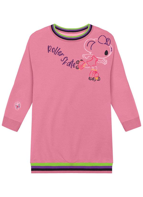 Vestido Manga Longa Moletom Menina Infantil Ros