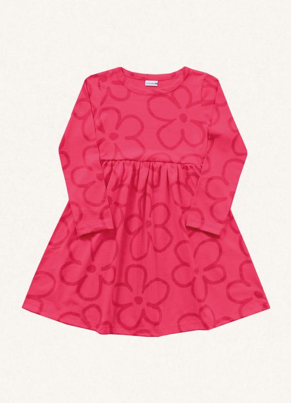 Vista 2 Vestido Manga Longa Rosa Fakini Kids Fakini Kids