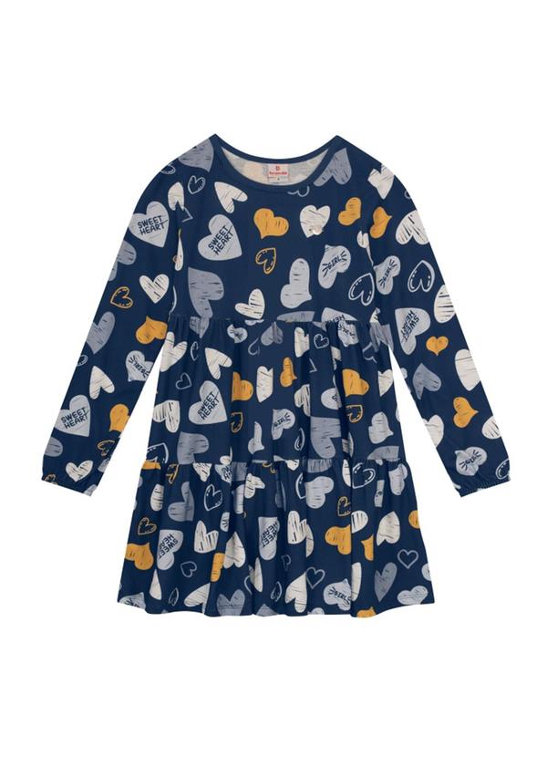 Vestido Menina de Corações Azul