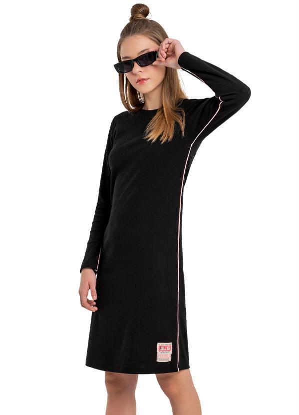 Vista 2 Vestido Midi Juvenil em Ribana Preto Gloss Gloss
