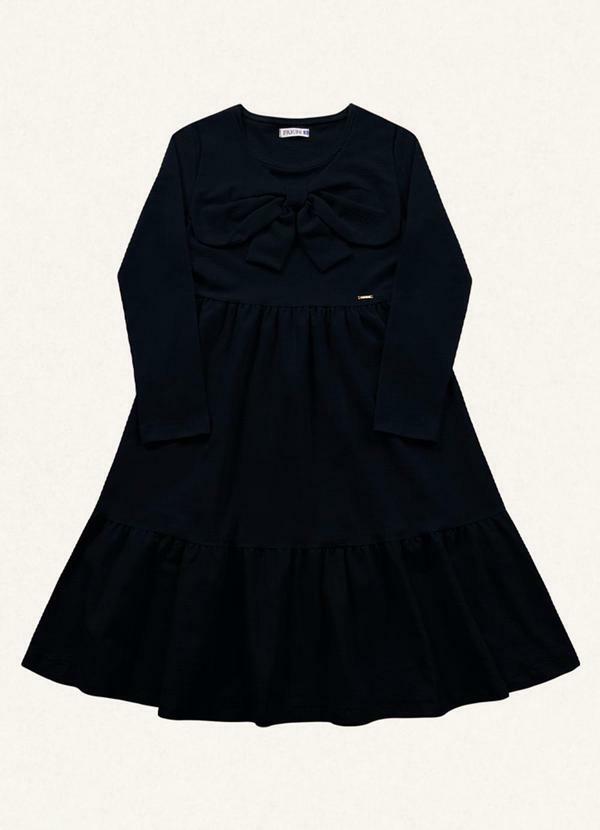 Vista 2 Vestido Midi Manga Longa Preto Fakini Kids Fakini Kids