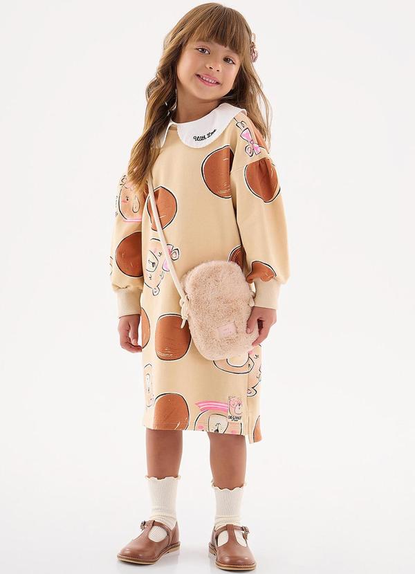Vestido Mullet Manga Longa Infantil Marrom