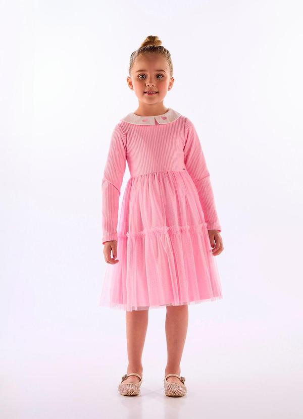 Vestido Ribana Saia Tule Rosa