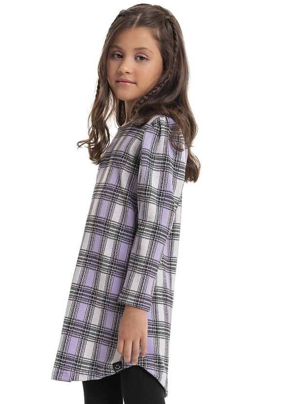 Vista 2 Vestido Xadrez Infantil Roxo Quimby Quimby