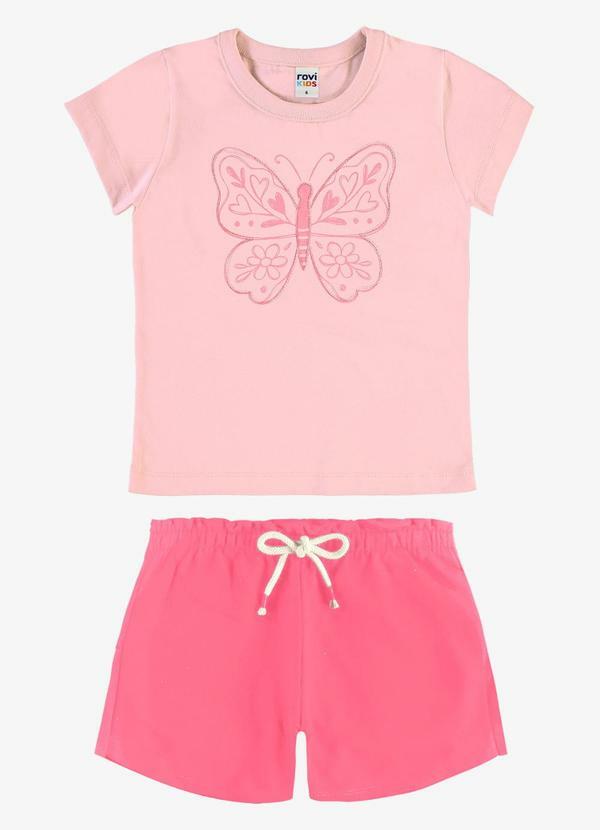 Conjunto Blusa com Shorts Infantil Rosa