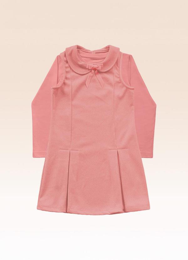 Conjunto Blusa Manga Longa e Vestido Rosa