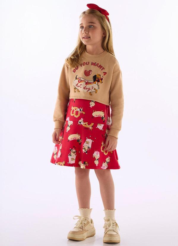Conjunto Hot Dog Blusão e Vestido Marrom