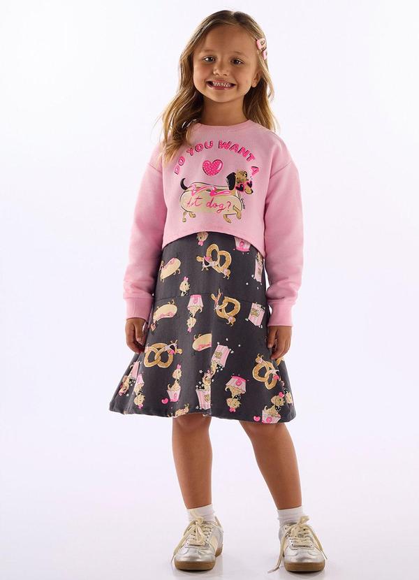 Conjunto Hot Dog Blusão e Vestido Rosa