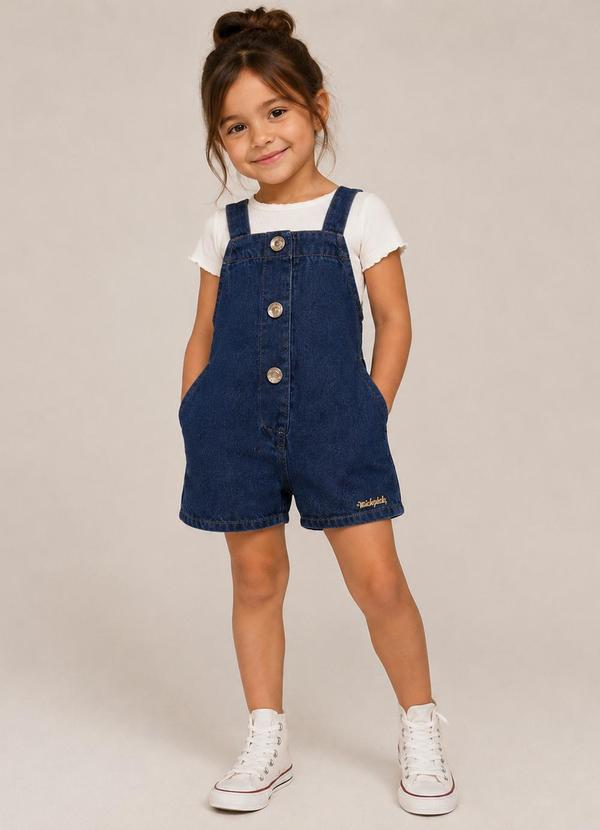 Vista 2 Jardineira em Original Denim Infantil Azul Trick Nick Trick Nick