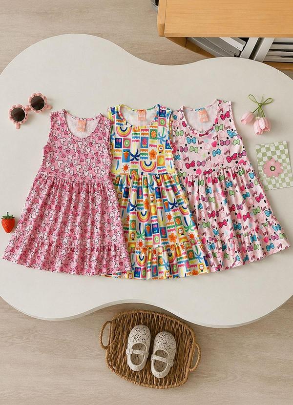 Kit 2 Vestidos Sortidos Menina Multicor