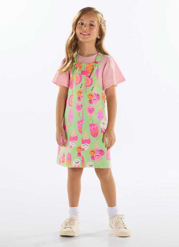 Vista 2 Salopete Infantil Moletom Verde Quimby Quimby