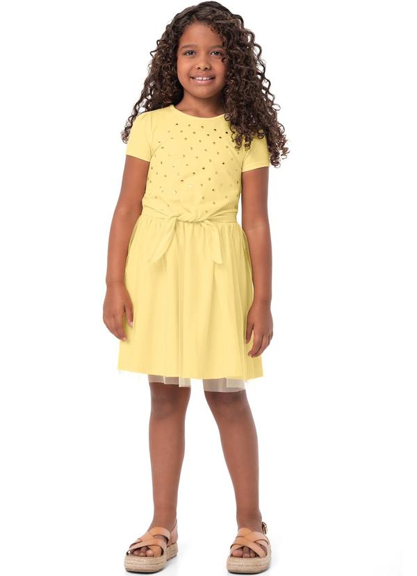 Vista 2 Vestido Amarelo com Tule e Lantejoulas Menina Carinhoso Carinhoso