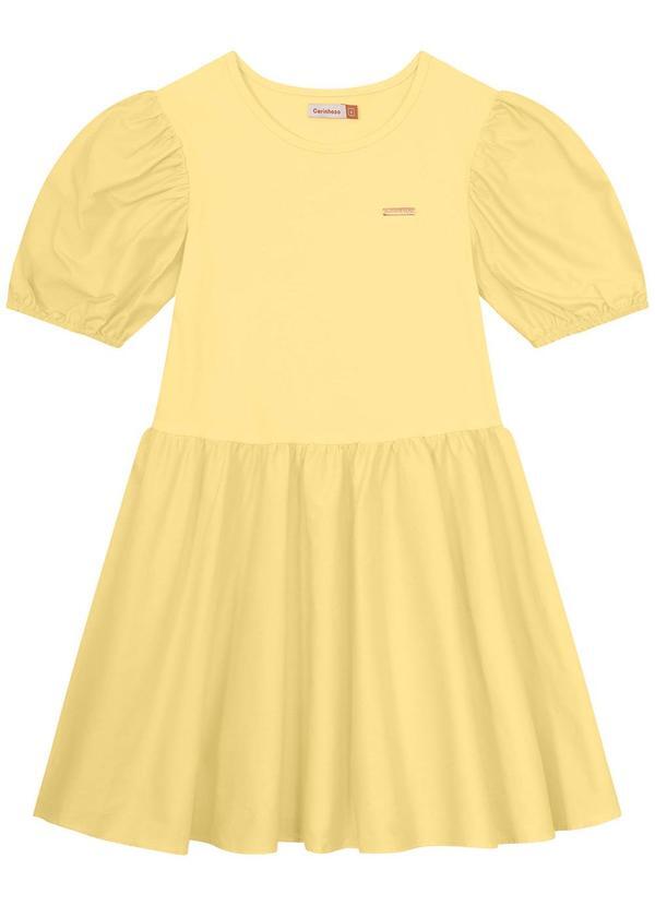 Vista 2 Vestido Amarelo Evasê em Cotton Menina Carinhoso Carinhoso