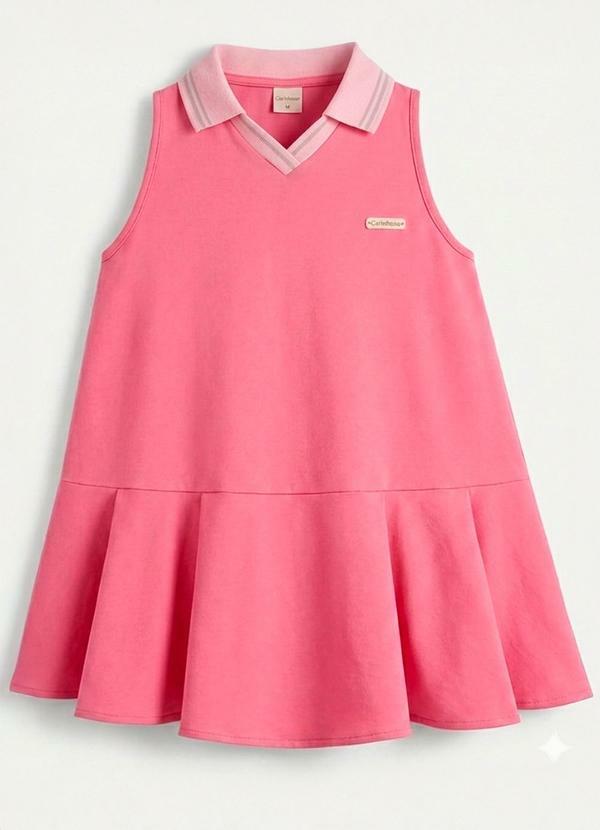 Vestido Amplo Curto com Glitter Rosa