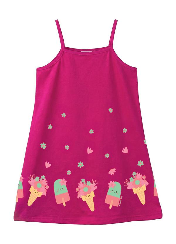 Vestido Amplo Jardim de Doces Rosa Fúcsia
