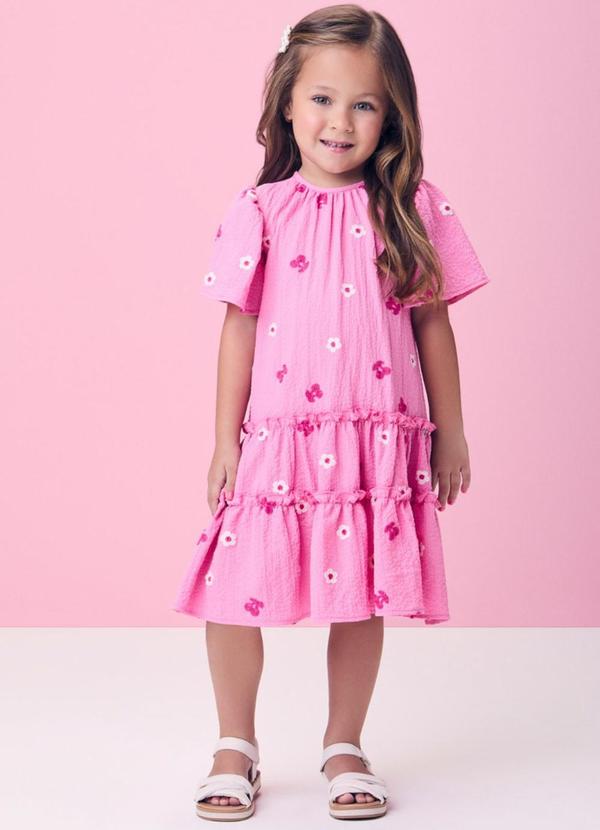 Vestido Anarrugado Rosa de Flor