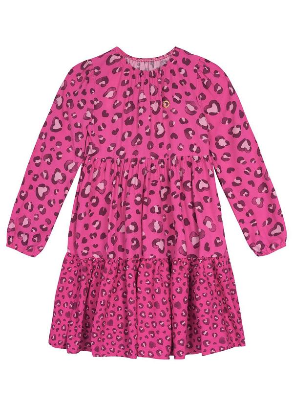 Vestido Animal Print em Viscose Rosa