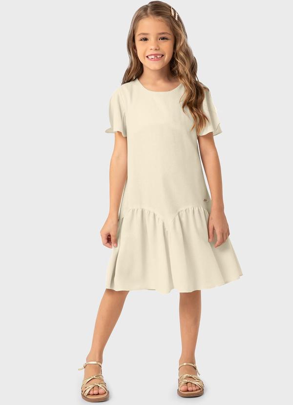 Vestido Areia Curto em Lurex