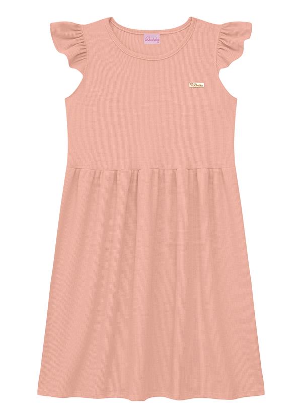 Vestido Babados nas Mangas com Plaquinha Rosa