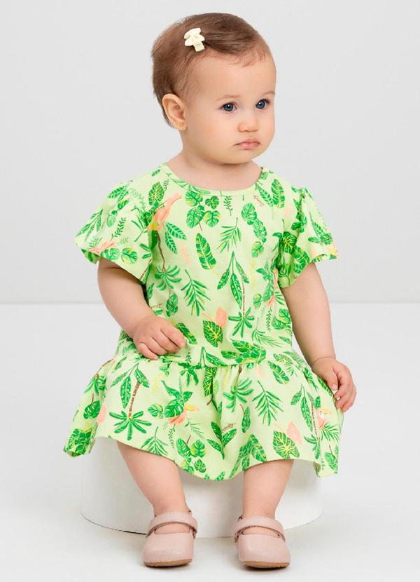 Vestido Bebê com Estampa Floral Quimby Verde