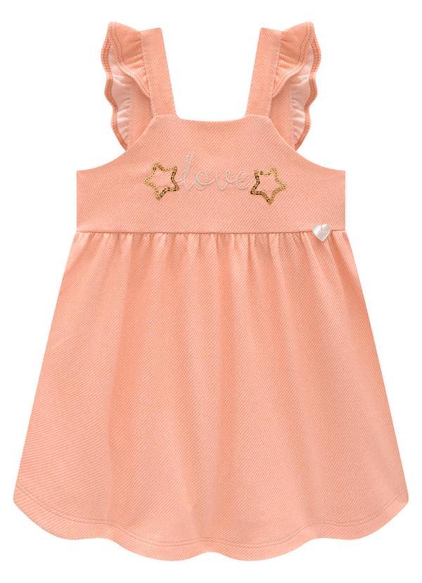 Vista 2 Vestido Bebê em Molecotton Jeans Laranja Marlan Marlan