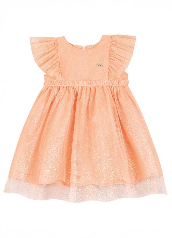 Vestido Bebê em Tule Brilho Laranja