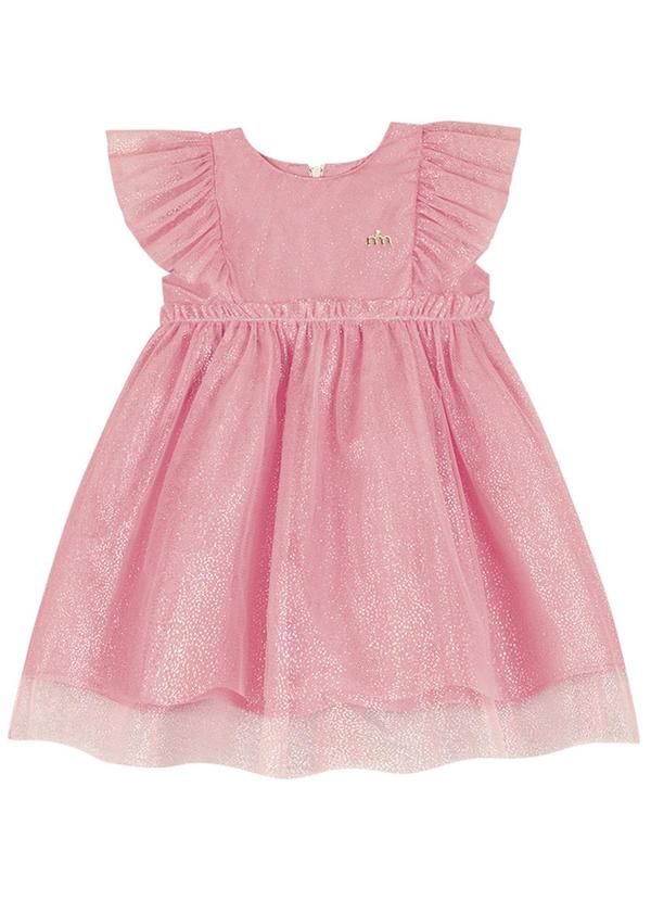Vestido Bebê em Tule Brilho Rosa